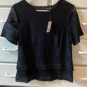 NWT. Banana Republic Crocheted Lace Black Top